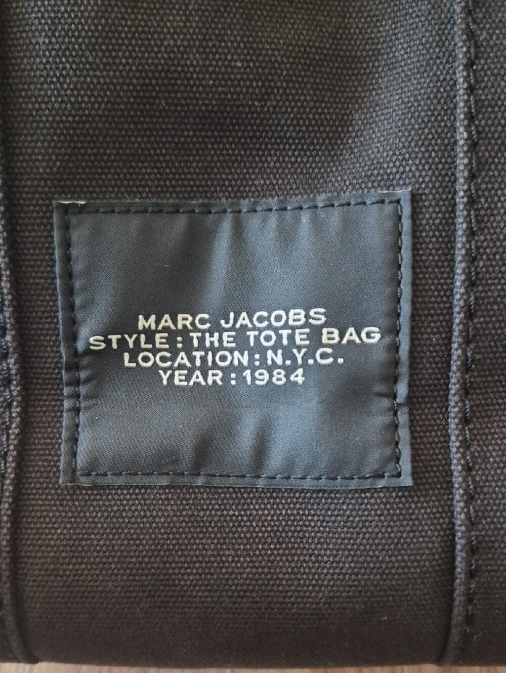 Marc Jacobs Black Canvas 'The Tote Bag' with White Logo - Picture 2 of 3